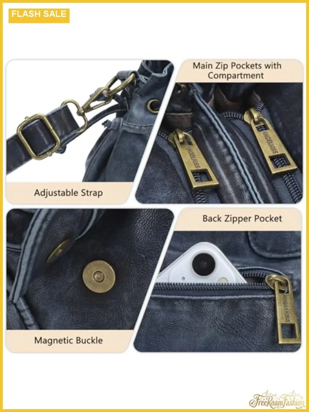 Small Hobo Bag for Women Faux Leather Shoulder Handbag with Removable Strap